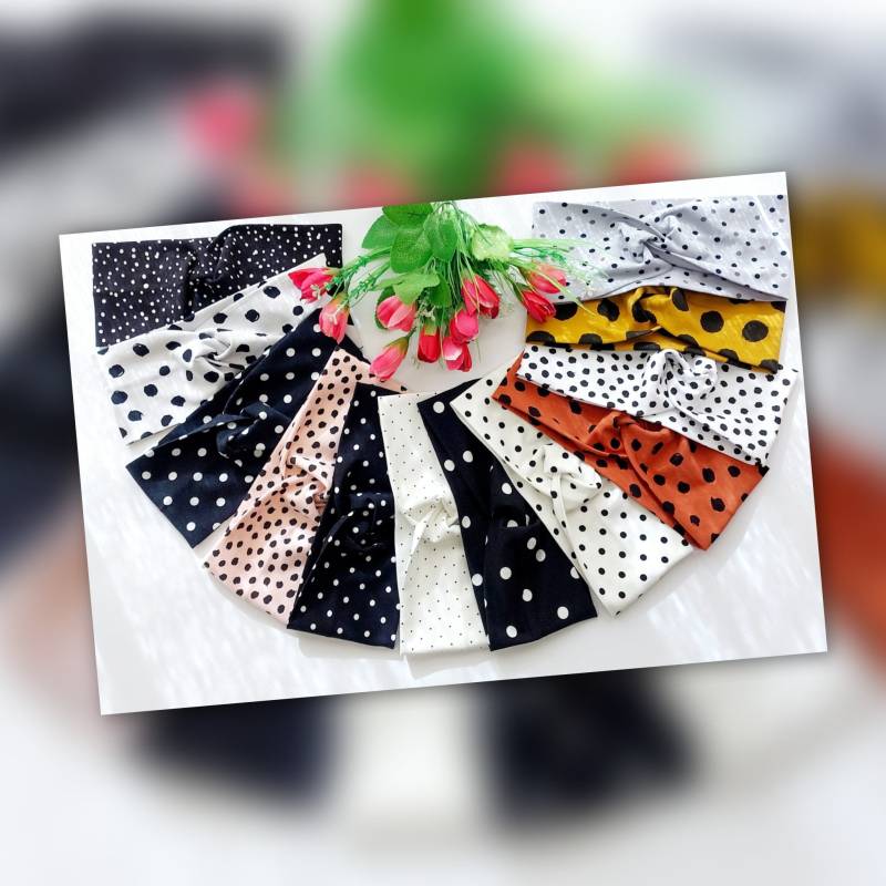 Damen Haarband Stirnband Schwarz Weiß Gepunktet Handmade von AquarelaAccessoires