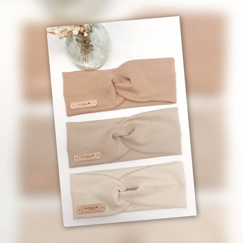Sparset 3Er Stirnband Haarband Mädchen Damen Handmade Geschenk Waffeljersey von AquarelaAccessoires