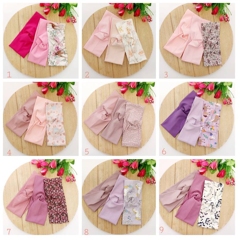 Sparset 3Er Stirnband Haarband Mädchen Handmade Geschenk Ku 52/54 von AquarelaAccessoires