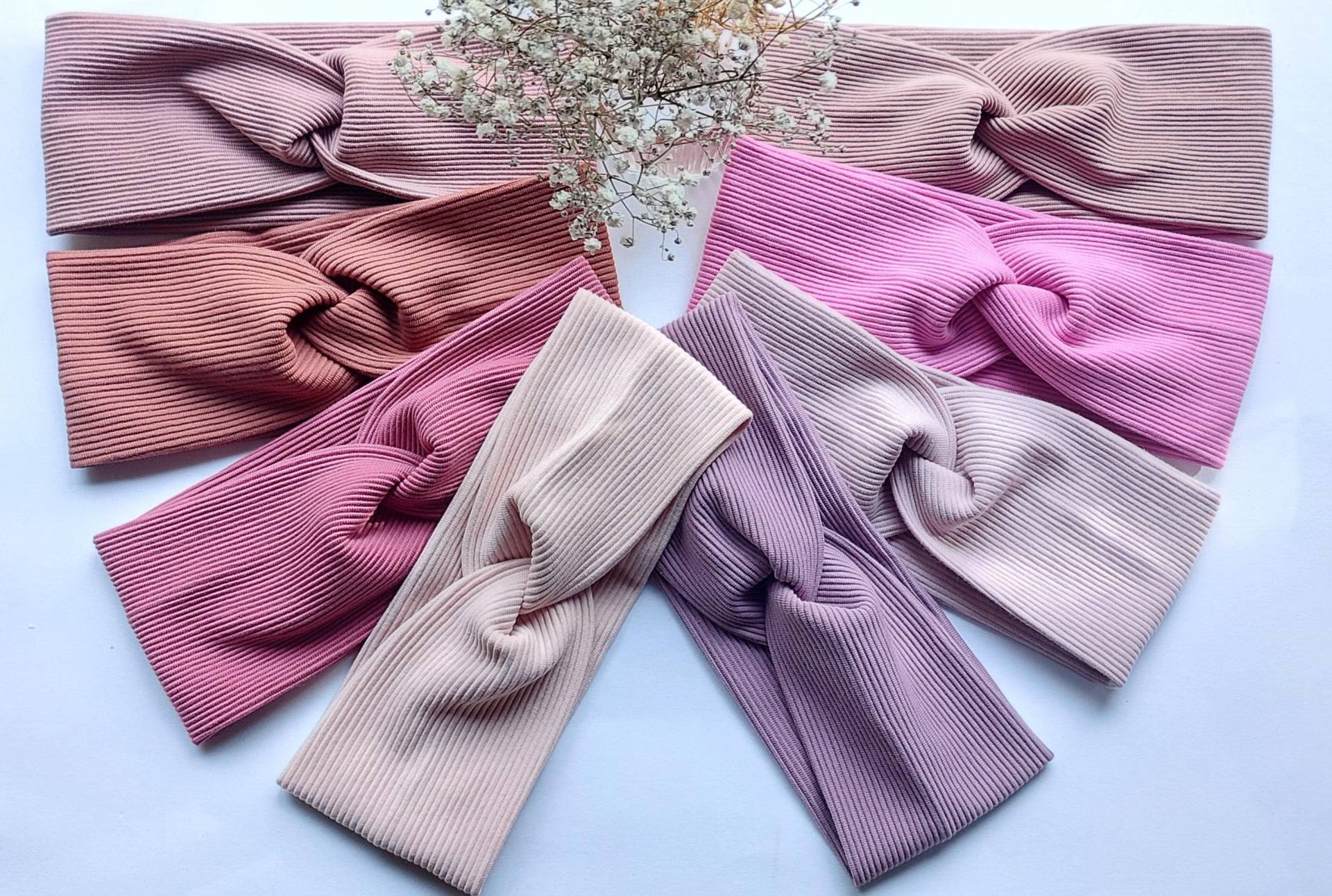 stirnband Haarband Ottoman Rippenjersey Handmade Rosa Altrosa Pink Lila von AquarelaAccessoires