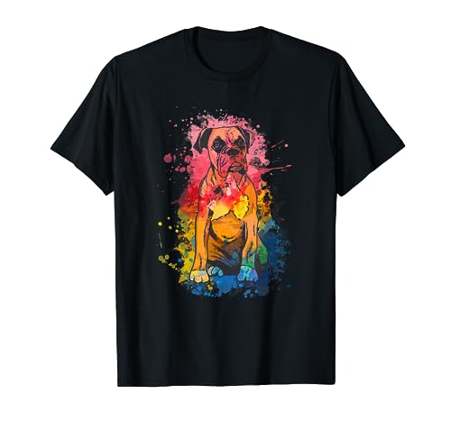 Bunte Boxer Hunde Bekleidung für Boxer Mama Deutsche Boxer T-Shirt von Aquarell Wasserfarben Geschenk für Hundebesitzer