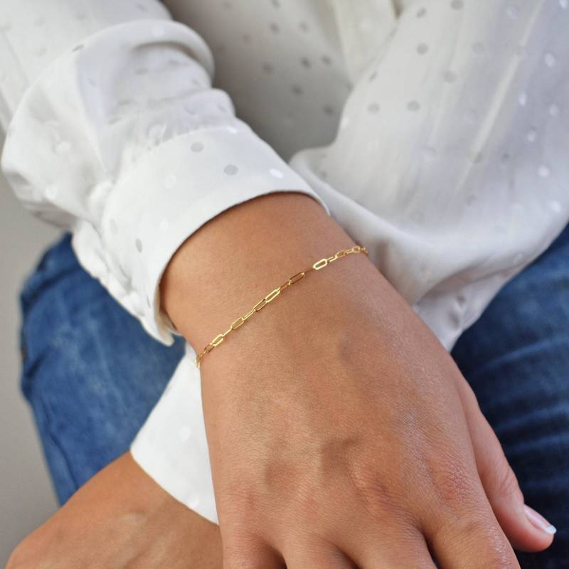 14K Gold Filled Paperclip Armband Feine Ovale Gliederkette von AquariaDreams