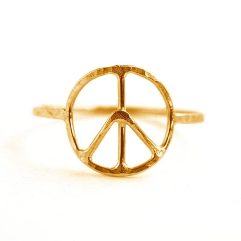 Gehämmertes Peace Zeichen Ring, 14K Gold-Fill Oder Sterling Silber - Rdpeace von AquarianThoughts
