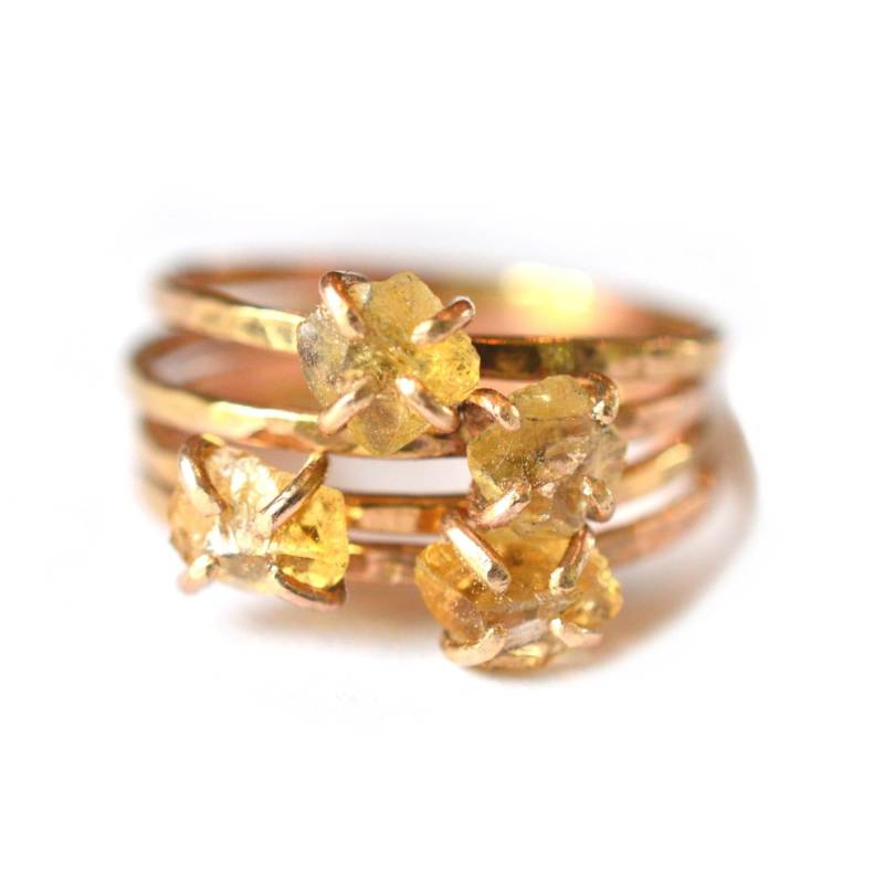 Roher Citrin Ring, 14K Gold Fill, November Geburtsstein - Srgr18 von AquarianThoughts