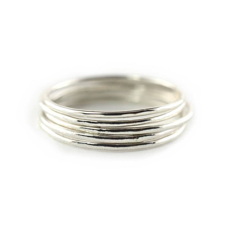 Silber Dünne Ringe 5Er Set, Ringfäden, Stapelbarer Midi Ring, Superdünne Str20-S5 von AquarianThoughts