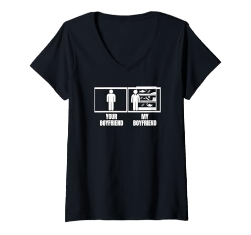 Damen Fischhaltung Dein Freund Mein Freund Lustiger Fischhalter T-Shirt mit V-Ausschnitt von Aquarium Enthusiast Gifts