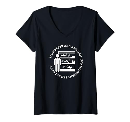 Damen Fischzüchter und Sarkasmus Lustige Fischzucht T-Shirt mit V-Ausschnitt von Aquarium Enthusiast Gifts