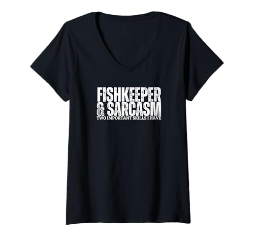 Damen Fischzüchter und Sarkasmus Lustige Fischzucht T-Shirt mit V-Ausschnitt von Aquarium Enthusiast Gifts