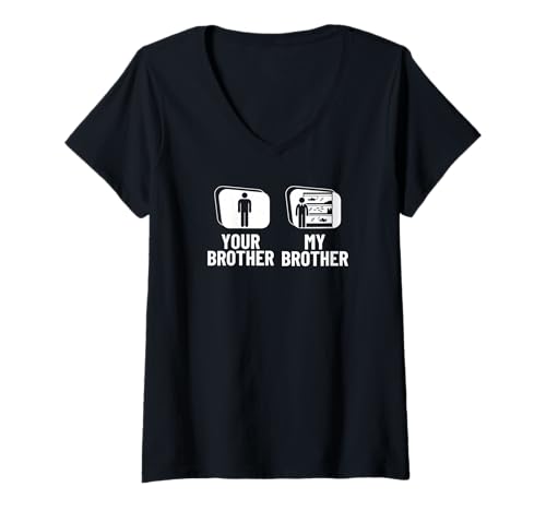 Damen Fishkeeping Your Brother My Brother Sister Lustiger Fischhalter T-Shirt mit V-Ausschnitt von Aquarium Enthusiast Gifts