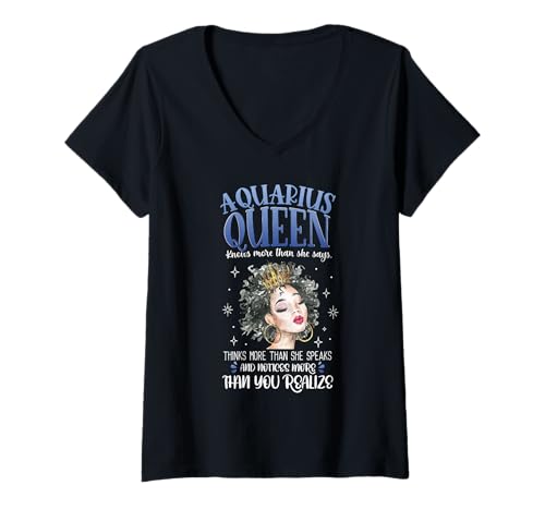 Damen Wassermann Königin Wassermann Wassermann Frau Astrologie T-Shirt mit V-Ausschnitt von Aquarius Queen