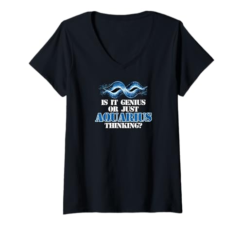 Damen is IT Genius OR JUST Aquarius Thinking? T-Shirt mit V-Ausschnitt Damen is IT Genius OR JUST Aquarius Thinking? T-Shirt mit V-Ausschnitt von Aquarius Zodiac Personality Innovation Visionary