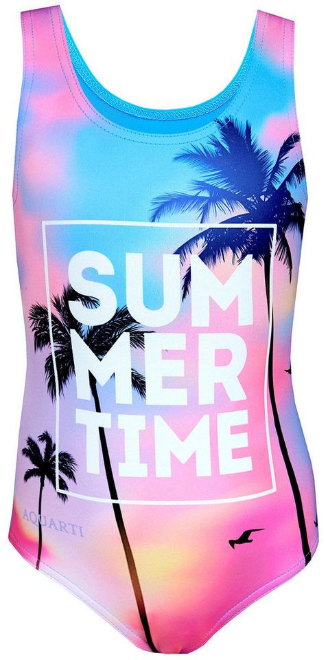 Aquarti Badeanzug Aquarti Mädchen Badeanzug mit Ringerrücken Print von Aquarti