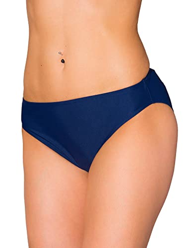 Aquarti Bikinihose Damen mit mittlerem Bund – Klassische Bikinihosen für Damen in Unifarben, Farbe: Dunkelblau, Größe: 42 von Aquarti