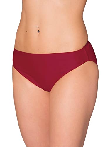 Aquarti Damen Bikini Hose mit mittelhohem Bund, Farbe: Dunkelrot, Größe: 36 von Aquarti