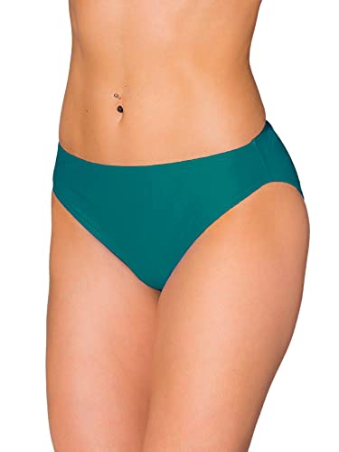 Aquarti Bikinihose Damen mit mittlerem Bund – Klassische Bikinihosen für Damen in Unifarben, Farbe: Smaragdgrün, Größe: 40 von Aquarti