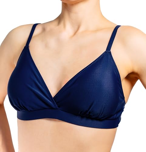 Aquarti Damen Bikini Top Oberteil, Farbe: Design 042 - Mit Träger/Dunkelblau, Größe: 36 Cup A von Aquarti