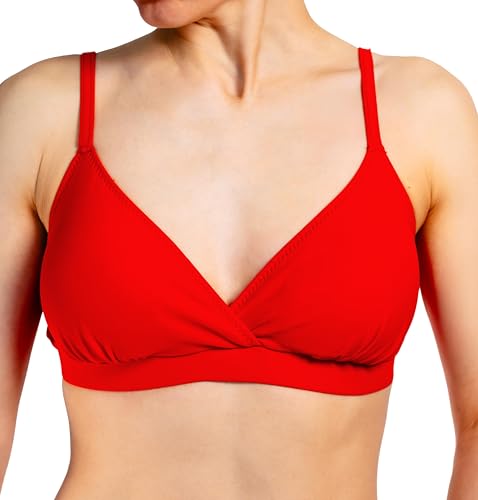 Aquarti Damen Bikini Top Oberteil, Farbe: Design 042 - Mit Träger/Rot, Größe: 40 Cup C von Aquarti