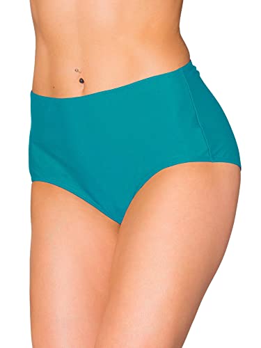 Aquarti Damen Bikinihose Bikini-Slip mit Hohem Bund, Farbe: Petrolgrün, Größe: 38 von Aquarti