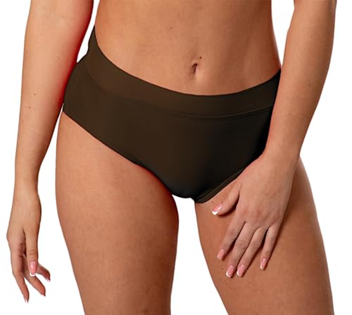 Aquarti Damen Bikinihose High Waist mit Umschlagbund Unterteil, Farbe: Braun, Größe: 38 von Aquarti