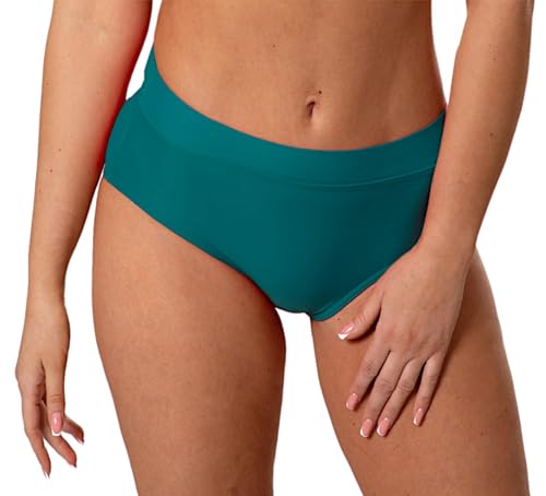 Aquarti Damen Bikinihose High Waist mit Umschlagbund Unterteil, Farbe: Smaragdgrün, Größe: 40 von Aquarti