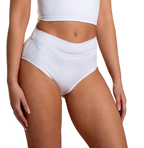 Aquarti Damen Bikinihose High Waist mit Umschlagbund Unterteil, Farbe: Weiß, Größe: 38 von Aquarti