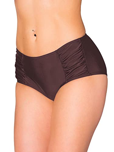 Aquarti Damen Bikinihose Hotpants mit seitlichen Raffungen, Farbe: Braun, Größe: 42 von Aquarti