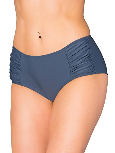 Aquarti Damen Bikinihose Hotpants mit seitlichen Raffungen, Farbe: Graphit, Größe: 40 von Aquarti