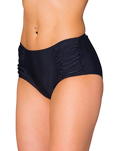 Aquarti Damen Bikinihose Hotpants mit seitlichen Raffungen, Farbe: Schwarz, Größe: 42 von Aquarti