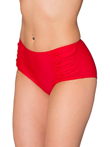 Aquarti Damen Bikinihose Hotpants mit seitlichen Raffungen, Farbe: Rot, Größe: 36 von Aquarti