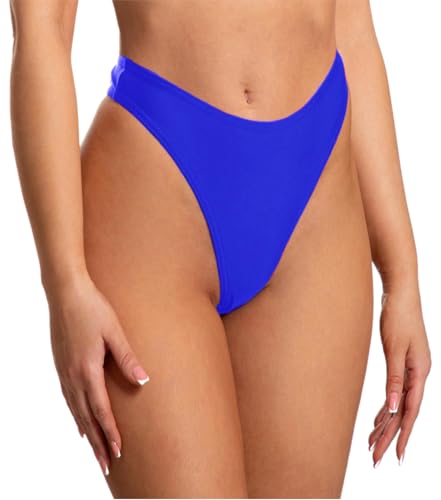 Aquarti Damen Bikinihose Thong Bottom Tanga Hohe Taille, Farbe: Kornblumenblau, Größe: 38 von Aquarti