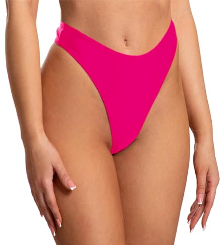 Aquarti Damen Bikinihose Thong Bottom Tanga Hohe Taille, Farbe: Rosa, Größe: 38 von Aquarti