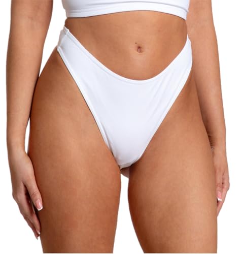 Aquarti Damen Bikinihose Thong Bottom Tanga Hohe Taille, Farbe: Weiß, Größe: 36 von Aquarti
