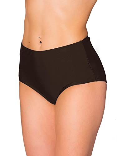 Aquarti Damen Bikinihose Bikini-Slip mit Hohem Bund, Farbe: Braun, Größe: 38 von Aquarti