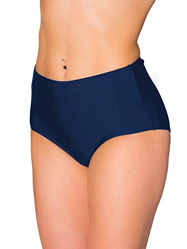 Aquarti Bikinihose Damen mit Hohem Bund – Klassische Bikinihosen für Damen in Großen Größen, Farbe: Dunkelblau, Größe: 38 von Aquarti