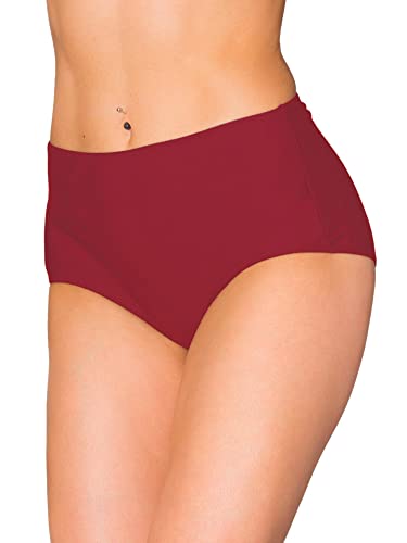 Aquarti Damen Bikinihose Bikini-Slip mit Hohem Bund, Farbe: Dunkelrot, Größe: 38 von Aquarti