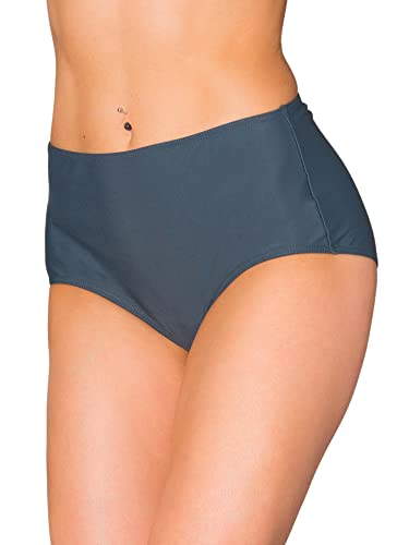 Aquarti Damen Bikinihose Bikini-Slip mit Hohem Bund, Farbe: Graphit, Größe: 40 von Aquarti