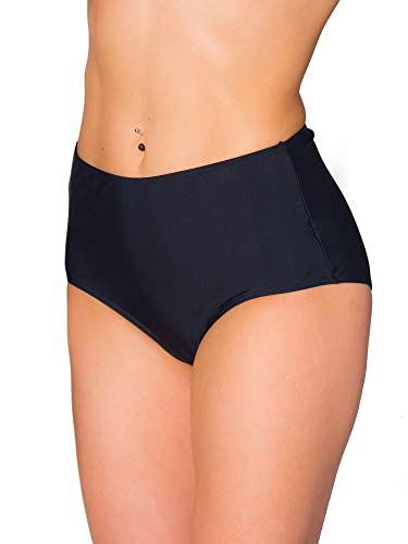 Aquarti Bikinihose Damen mit Hohem Bund – Klassische Bikinihosen für Damen in Großen Größen, Farbe: Schwarz, Größe: 42 von Aquarti