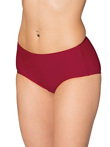 Aquarti Damen Bikinihose mit Mittelhohem Bund, Farbe: Dunkelrot, Größe: 36 von Aquarti