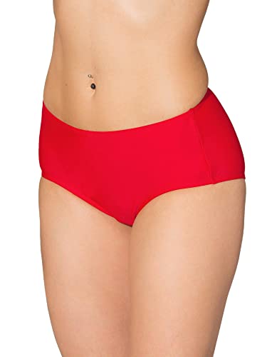 Aquarti Damen Bikinihose mit Mittelhohem Bund, Farbe: Rot, Größe: 40 von Aquarti