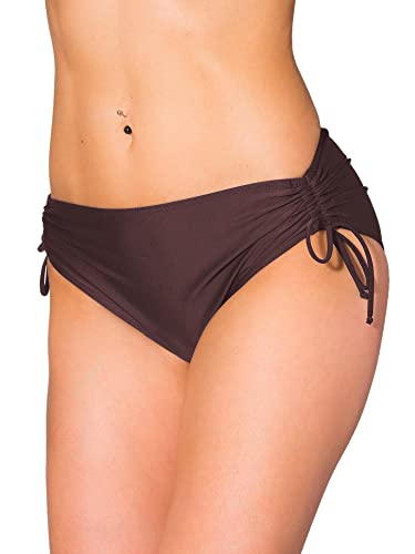 Aquarti Damen Bikinihose mit Raffung und Schnüren, Farbe: Braun, Größe: 38 von Aquarti