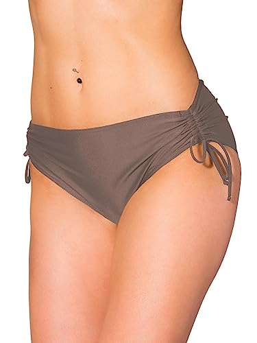 Aquarti Damen Bikinihose mit Raffung und Schnüren, Farbe: Hellbraun, Größe: 38 von Aquarti