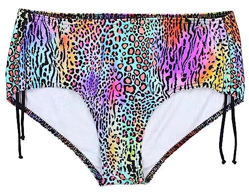 Aquarti Damen Bikinihose mit Raffung und Schnüren, Farbe: Leopard Muster Bunt, Größe: 36 von Aquarti