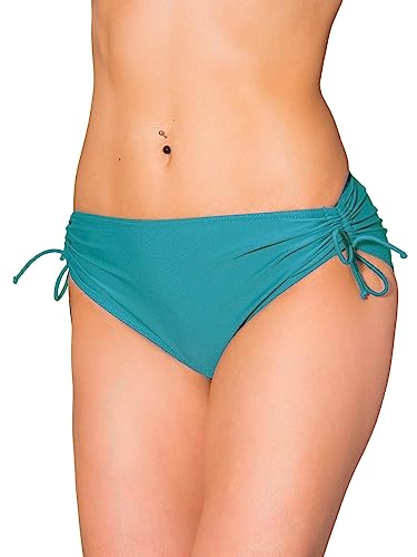 Aquarti Damen Bikinihose mit Raffung und Schnüren, Farbe: Petrolgrün, Größe: 36 von Aquarti