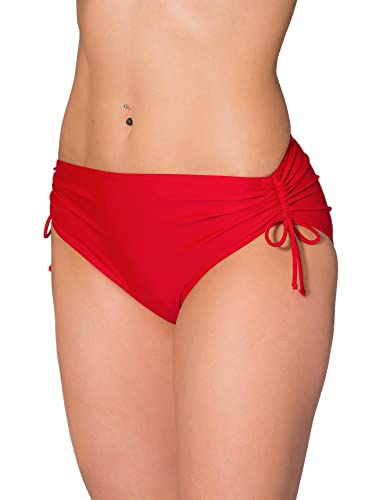 Aquarti Damen Bikinihose mit Raffung und Schnüren, Farbe: Rot, Größe: 36 von Aquarti