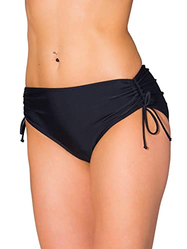 Aquarti Damen Bikinihose mit Raffung und Schnüren, Farbe: Schwarz, Größe: 42 von Aquarti