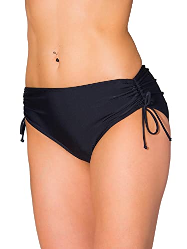 Aquarti Bikinihose Damen mit Raffung – Bikinihosen für Damen mit Bindebändern, schnelltrocknend, Farbe: Schwarz, Größe: 48 von Aquarti