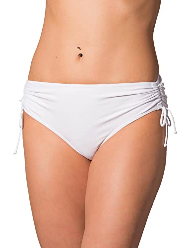 Aquarti Bikinihose Damen mit Raffung – Bikinihosen für Damen mit Bindebändern, schnelltrocknend, Farbe: Weiß, Größe: 42 von Aquarti