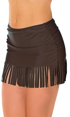 Aquarti Damen Bikinihose mit Rock Seitliche Raffung, Farbe: Braun, Größe: 38 von Aquarti
