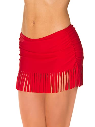 Aquarti Damen Bikinihose mit Rock Seitliche Raffung, Farbe: Rot, Größe: 36 von Aquarti