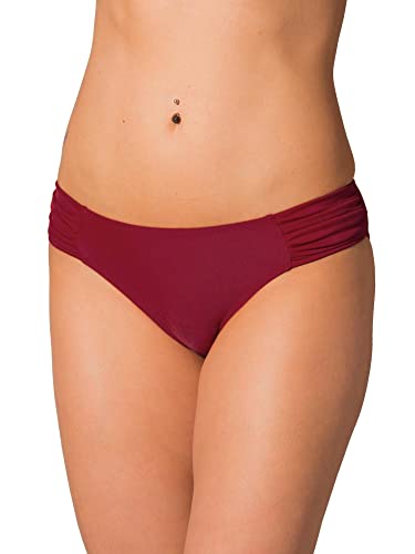 Aquarti Damen Bikinihose mit seitlichen Raffungen, Farbe: Dunkelrot, Größe: 36 von Aquarti